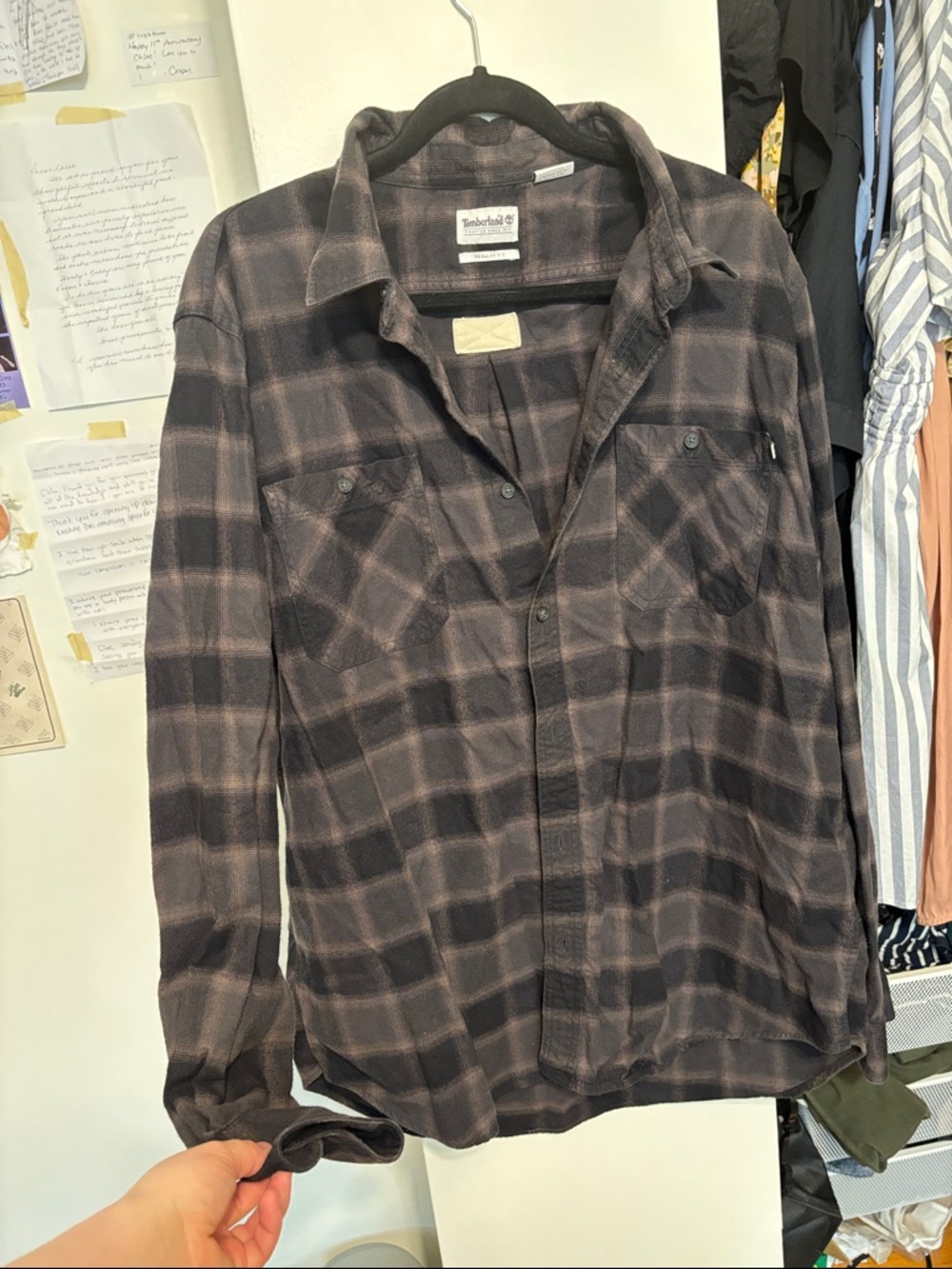 Timberland Brown and Black Plaid Button-Down Shirt